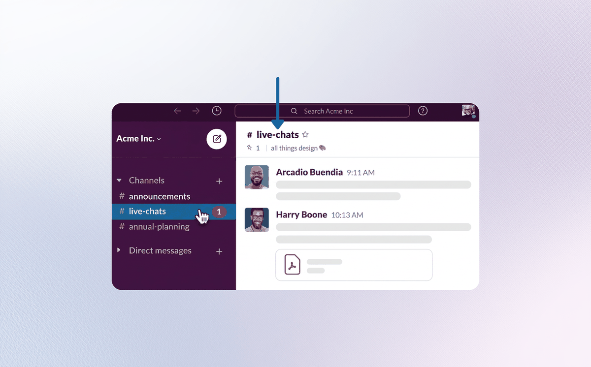 Slack: the #chat-support channel open in the workspace