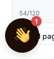 The chat launcher button with a red unread-count badge appearing after an agent reply